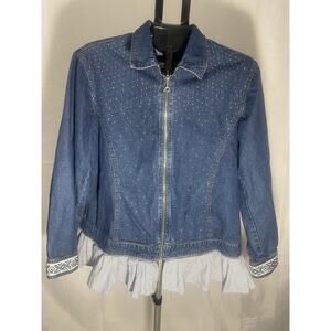 Denim Jean Jacket Lux Funky Art-to-Wear 90’s Vtg Cathy Daniels Size XL READ